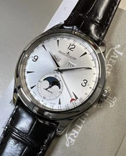JAEGER LECOULTRE MASTER CALENDAR MOON SILVER DIAL 39MM Q155842 176.8.12.S w/CARD