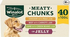 WINALOT Meaty Chunks Mixed in Jelly Wet Dog Food Pouches 40x100g 3.50 per kilo