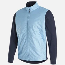 New Men's Footjoy Full-Zip Hybrid Jacket - Light Blue/Navy - Medium
