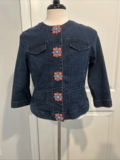 Ruby Rd. Women's Blue Denim Cotton Long Sleeve Casual Jacket Size 14