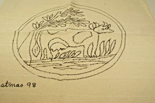 Rug Hooking, Punching Pattern, Monks Cloth, Cow, Christmas 98, 19 X 19 in