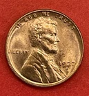 1937 D Lincoln Cent,  Red,  Gem Uncirculated, As Shown.