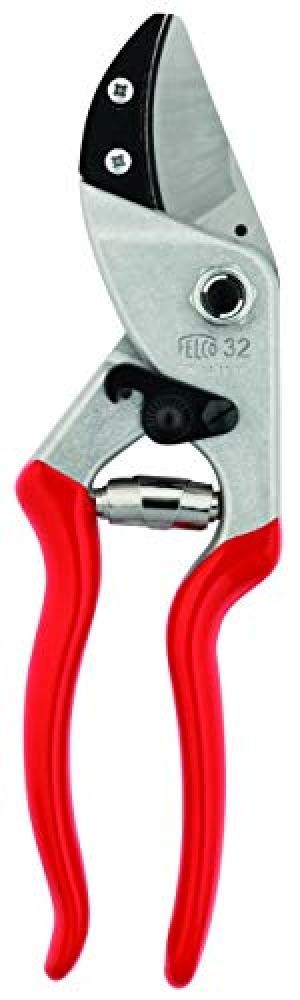 (TG. 35x15x5 cm) FELCO - Forbici a Incudine, Numero 32, Argento/Rosso, 35 x 15 x