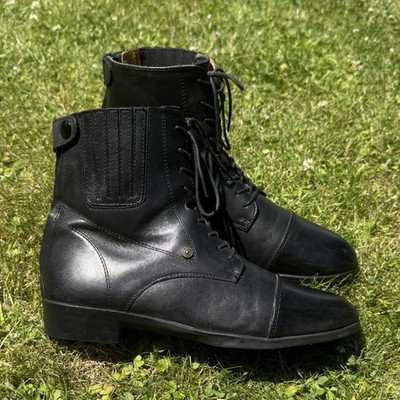Suedwind Damen Leder-Stiefeletten schwarz Schnürung Blockabsatz EU 42
