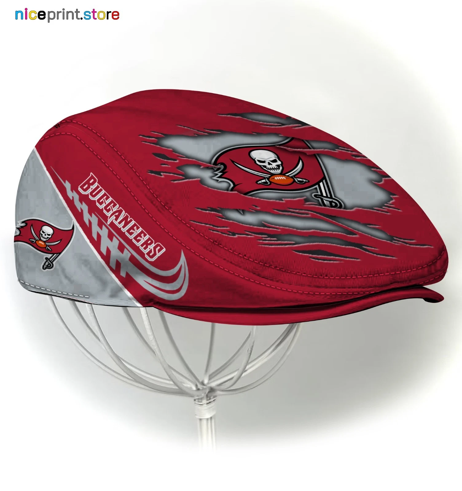 Tampa Bay Buccaneers Jeff Cap Newsboy Flat Golf Driving Hat for Men