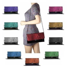 BORSA DONNA borsa a tracolla CLUTCH POCHETTE catena busta effetto pelle argento