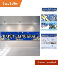 Elegant Hanukkah Celebration Backdrop 70.9 Inches - Durable Polyester Design