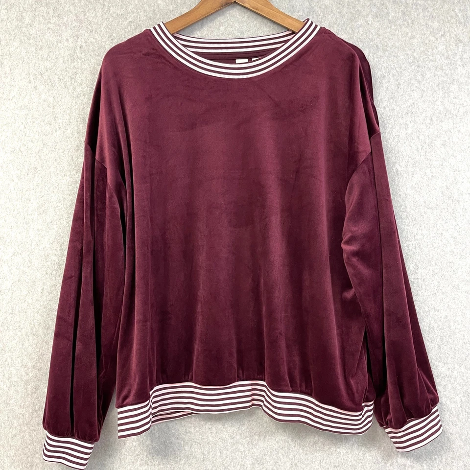 Оттенок велюровая пижама комплект плюс размер 1 X сливы фиолетовый гостиной сна уютный мягкий минималистский - Изображение 3 из 4