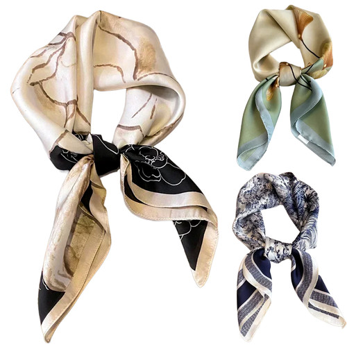 Women Silk Satin Scarf Horse Print Hairband Neck Scarf Headband Wrap