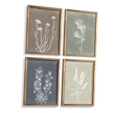 Framed Boho Wall Art Set of 4 Wooden Wall Art for Rustic Vintage 11"x14" Brown