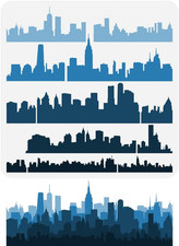 Layered City Silhouette Stencil 11.8X11.8In Building Stencil