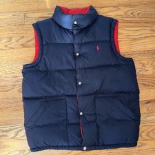 Polo Ralph Lauren Vest Youth 14-16 Reversible Quilted Down Puffer Jacket Pony