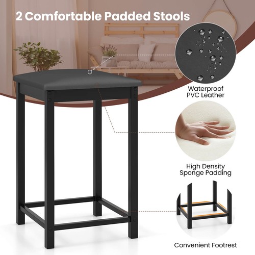 Juego de comedor de 3 piezas de contraaltura mesa de mármol sintético y 2 sillas barra de cocina nuevo - Imagen 7 de 12