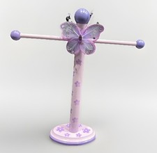 Girls Kids Butterfly Necklace Wooden Jewelry Stand Holder