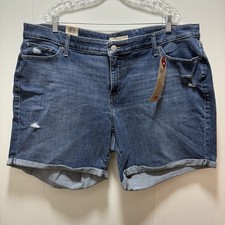 Women's Levi's Blue Mid Length Mid Rise Classic Denim Shorts Size 22W NEW