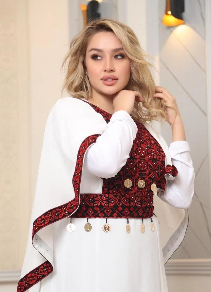 Kaftan bordado palestino de manga larga estilo Tatreez Henna para mujer - Imagen 3 de 4