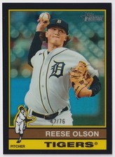 2025 Topps Heritage #409 Reese Olson Chrome Black Refractor #/76 Detroit Tigers