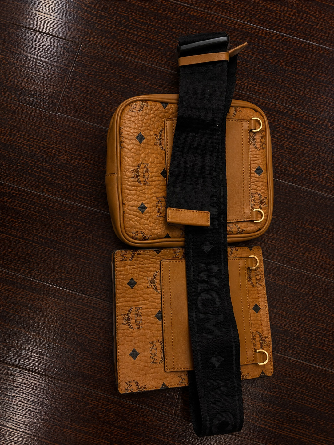 MCM Cognac Visetos Multifunction Utility Belt Bag / Crossbody Pouch Set image 3