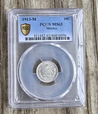 1913 -m Mexico 10c Pcgs Ms 63