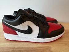 Nike Air Jordan 1 Low Bred Toe 2.0 Black Red White Leather 553558-161 Mens 8 EUC