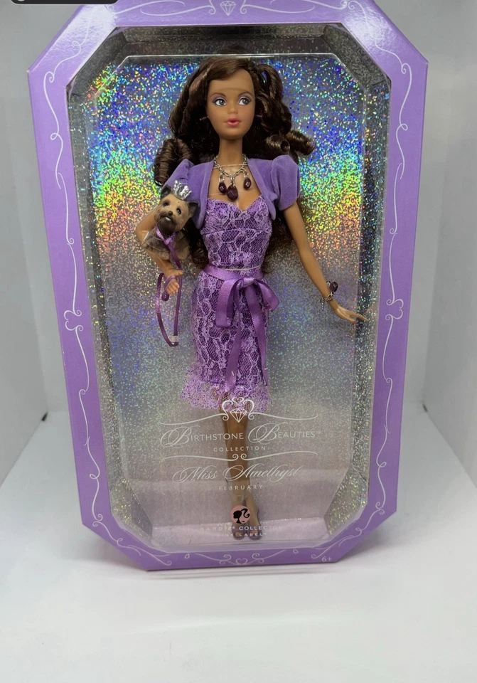 Muñeca Barbie Febrero 2007 Afroamericana Miss Amatista Piedra de Nacimiento Bellezas Foto 3 de 3