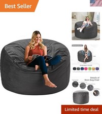 Portable 36" Velvet Bean Bag with Supportive Memory Foam - Perfect for Lounging