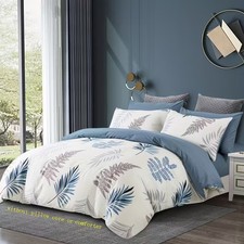 Queen Duvet Cover Set 100 Cotton Blue Floral Duvet Cover Set, 3Pcs