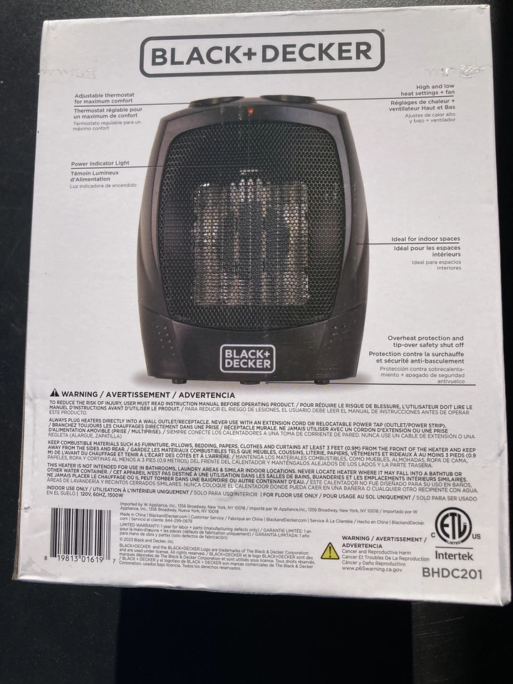 BLACK+DECKER BHDC201 1500W Personal Ceramic Heater Black Adjustable - Image 2 of 3