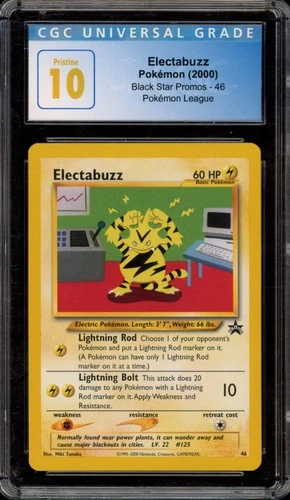 Pokemon Electabuzz Pokemon League Black Star Promo #46 CGC 10 Pristine