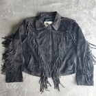 Vintage 1980s Wilson Suede and Leather Fringe Tassle Jacket Western Boho Size M