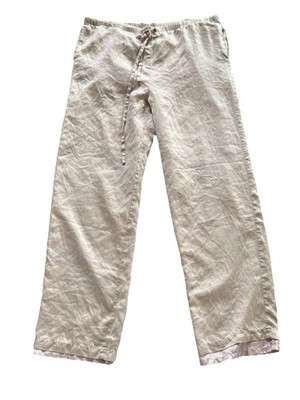 Neiman Marcus Exclusive Silk Wide Leg Trousers Cream Pink Lining Size M *READ*