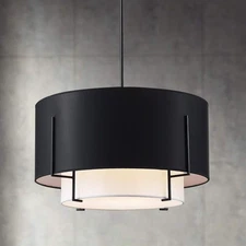 Saint Mossi 4-Lights Modern Fabric Chandelier for Dining Room, Black Farmhous...