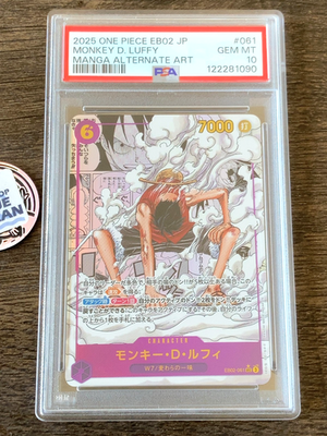 PSA 10 Monkey D. Luffy GEAR 2 Manga Alt Art EB02-061 SEC ONE PIECE