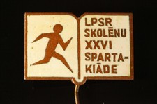 ORIG. SOVIET Latvia USSR Schools Sport games pin Badge HARD #507