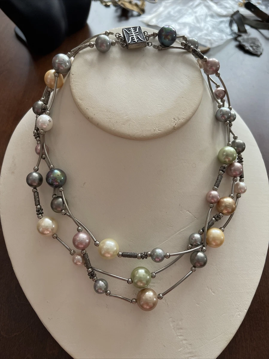 Pink and green store pearl necklace
