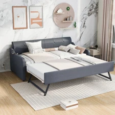 Upholstered Daybed with Trundle Sofa Bed Platform Bed Frames Bedroom Living Room