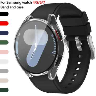 Hard PC Case+Silicone Band Strap for Samsung Galaxy Watch 4/5/6/7/FE 40mm/44mm 