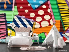3D Cartoon Graffiti Wallpaper Wall Mural Removable Self-adhesive Sticker5088