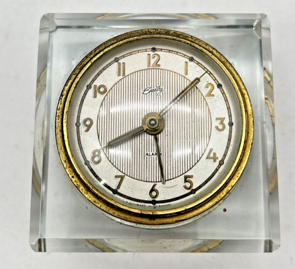 Vintage Bradley Square Glass Decorative Desk Clock
