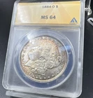 1884 O Morgan Silver Dollar Coin ANACS MS64 Neat Toning Toner