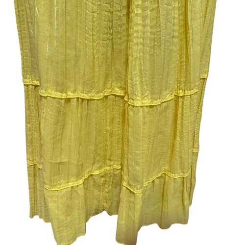 Falda ELCC Mujer Pequeña Oro Amarillo Brillo Tubería Cordón Cintura MIDI Primavera - Imagen 6 de 10