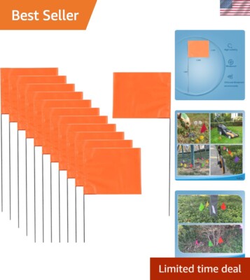 50 Pack Highly Visible Orange Marking Flags - Ideal for Landscaping & Boundaries