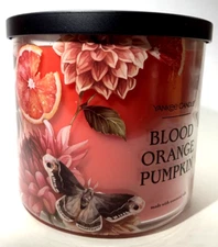 Yankee Candle Blood Orange Pumpkin 3-wick Scented Candle Floral Skull Jar 14.5oz