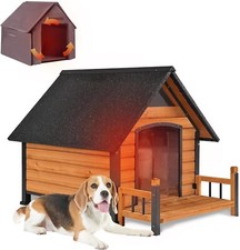 Insulated Dog House for Winter Outdoor Large Dog Kennel with Metal Frame