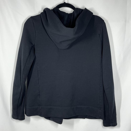 Standard James Perse Sz 2 Black Concealed Asymmetric Full Zip Hoodie Sweatshirt - Picture 7 of 9