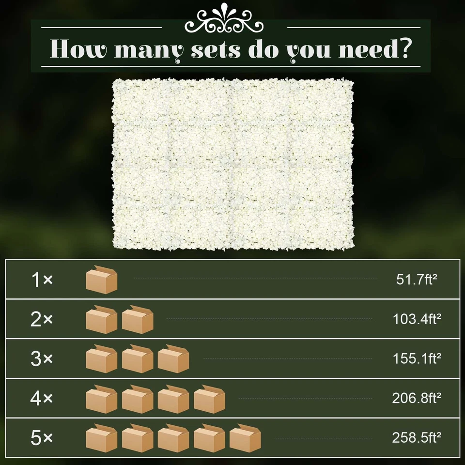 20 Piezas Seda Artificial Hortensia Flor Paneles de Pared Boda Telones de Fondo Alfombrillas Blanco Foto 3 de 4