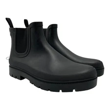Rain Boot Kaden Rubber Double Gore Boots Block Heel Universal Thread Black US 10
