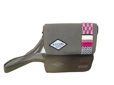 RIPCURL SURF CO WALLET PURSE ZIP AROUND NEW RARE CANVAS GREEN PINK