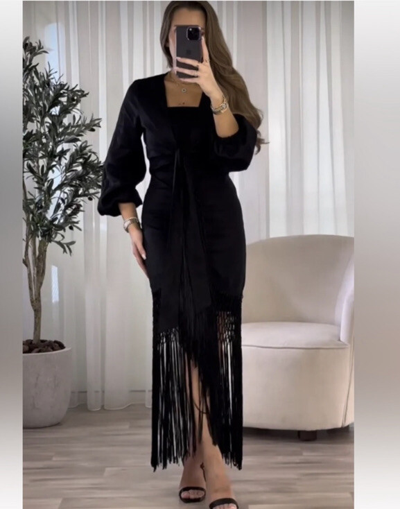 Zara Nwt Woman Fringed Linen Midi Dress Limited Edition