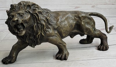 Barye Hot Cast Wildlife African Lion Bronze Sculpture Figurine Figure Art Decor